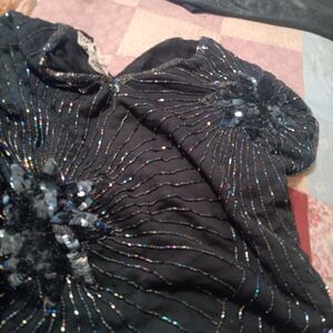 Black Sequin-Embellished Women’s Blouse